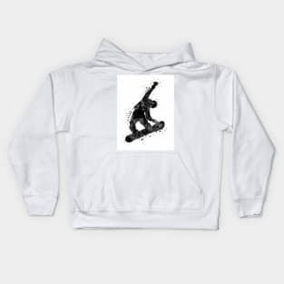 Snowboard Boy Black and White Kids Hoodie